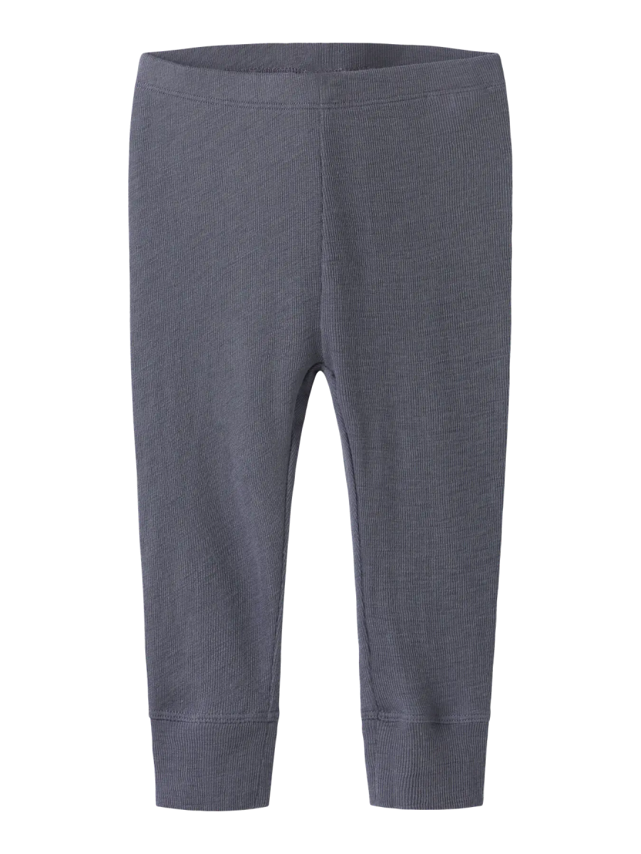 name it baby ULL/SILKE WOSSA RIB LONGJOHN - Folkstone Gray | Torgunns Barneklær AS