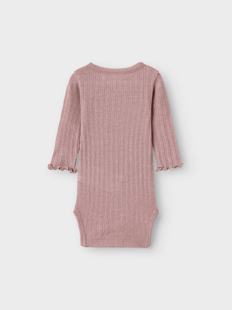 name it baby ULL/SILKE WOSSA RIB LS BODY - Antler | Torgunns Barneklær AS