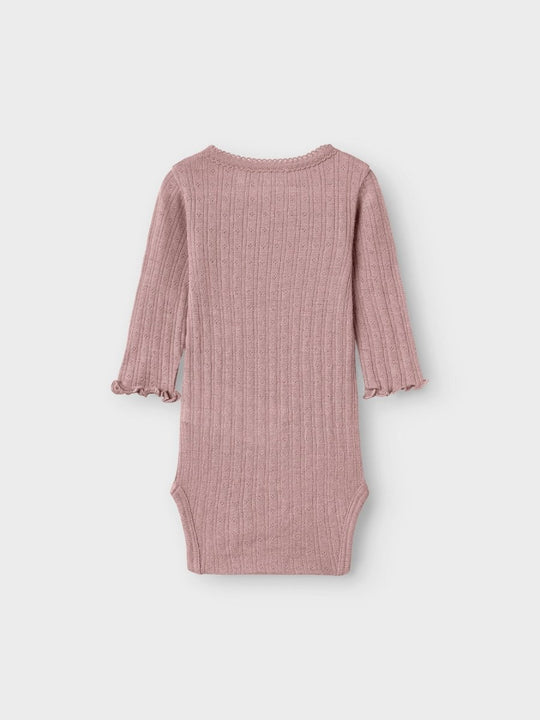 name it baby ULL/SILKE WOSSA RIB LS BODY - Antler | Torgunns Barneklær AS