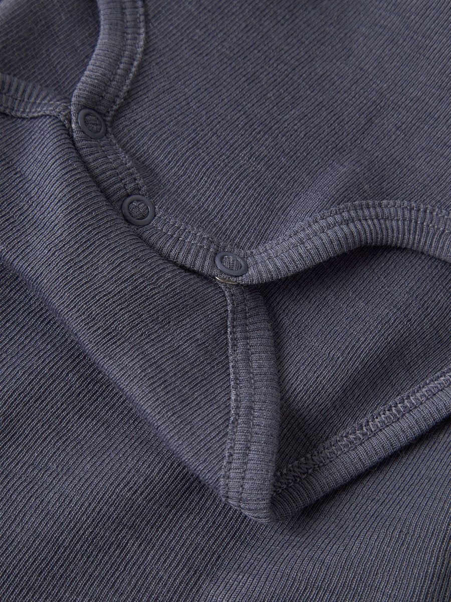 name it baby ULL/SILKE WOSSA RIB LS BODY - Folkstone Gray | Torgunns Barneklær AS