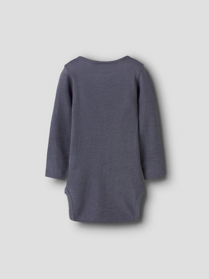 name it baby ULL/SILKE WOSSA RIB LS BODY - Folkstone Gray | Torgunns Barneklær AS