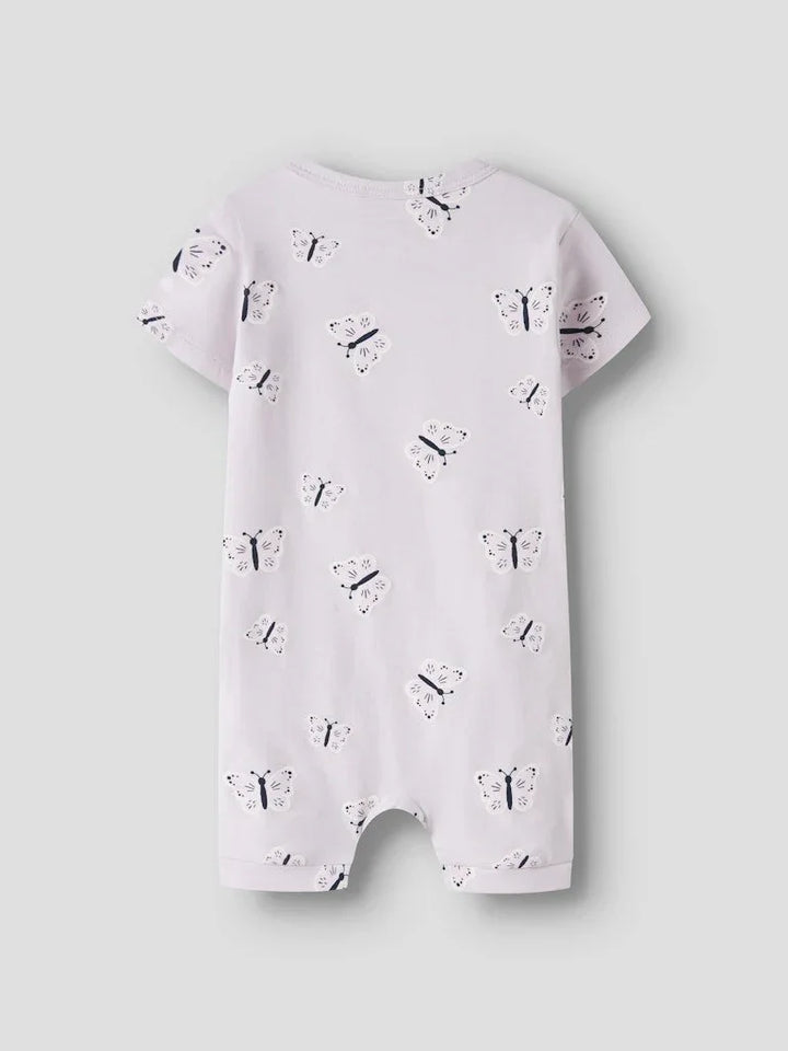 Lys rosa babyromper med sommerfuglprint, myk barneklær for spedbarn 0-8 år