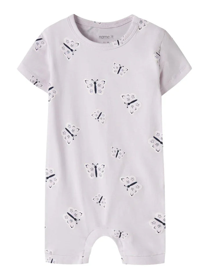 Lys rosa babyromper med sommerfuglprint, myk bomull for spedbarn 0-8 år