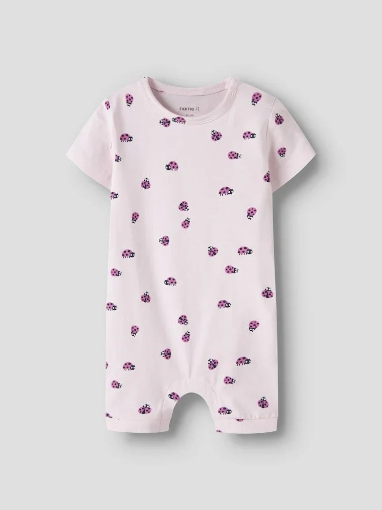 Lysrosa babybody med marihøneprint, myk barneklær for spedbarn 0-8 år