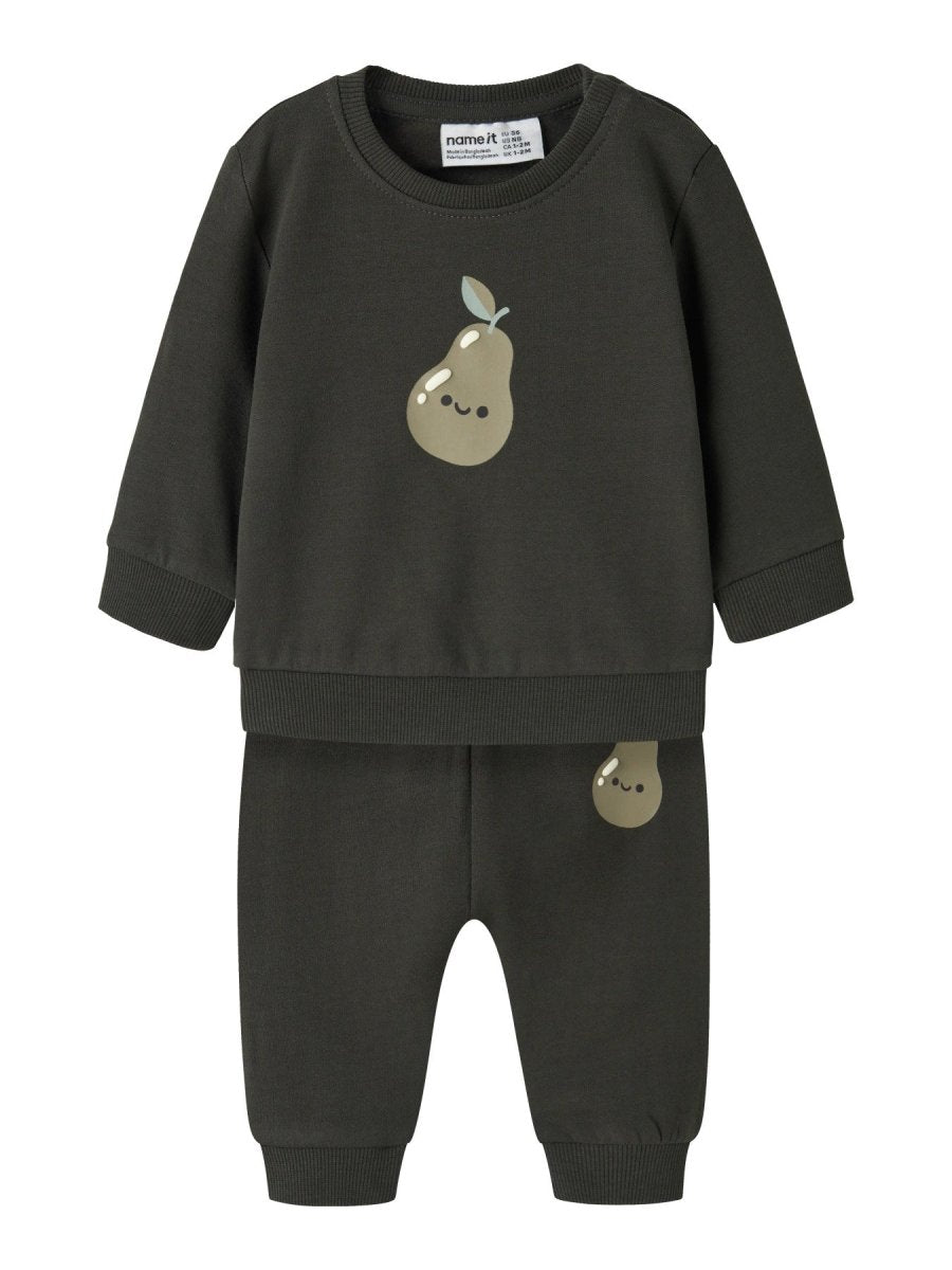 name it baby VONNE LS SWEAT SET - Peat | Torgunns Barneklær AS
