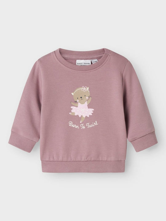 name it baby VRILLIE LS SWEAT - Elderberry | Cat Ballerina | Torgunns Barneklær AS