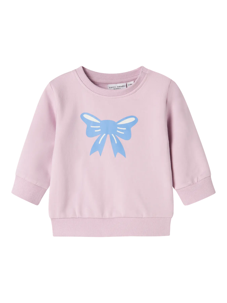 name it baby VRILLIE LS SWEAT - Winsome Orchid | Bow | Torgunns Barneklær AS