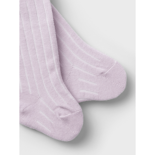 name it baby WAKMA WO/BL RIB PANTYHOSE W/SUS - Lilac Ash | Torgunns Barneklær AS