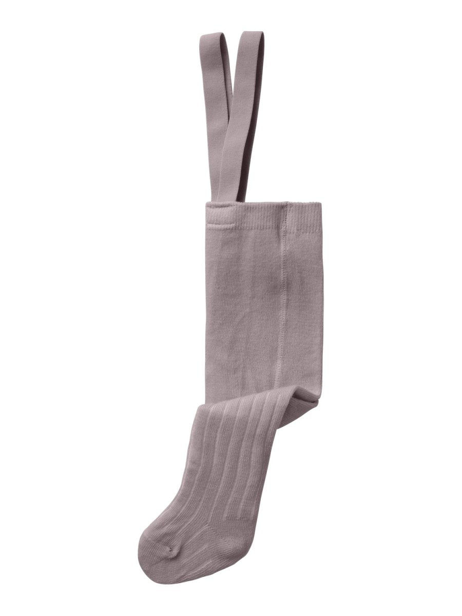 name it baby WAKMA WO/BL RIB PANTYHOSE W/SUS - Purple Dove | Torgunns Barneklær AS