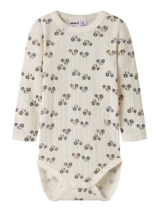 name it baby WANG ull body i merinoull – Coconut Milk | Traktor | Torgunns Barneklær AS