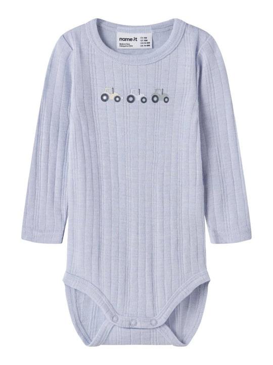 name it baby WANG ull body i merinoull – Zen Blue | Traktor | Torgunns Barneklær AS