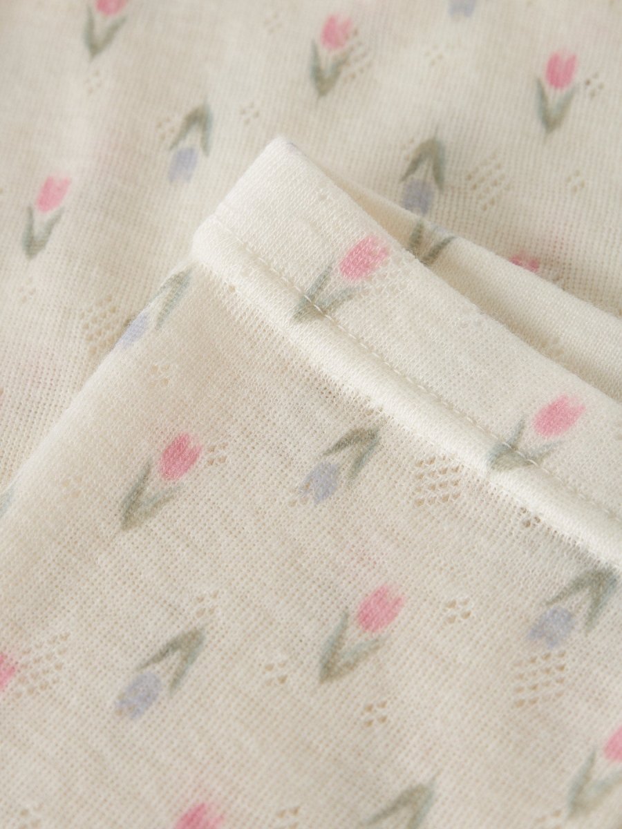 name it baby WANG ull leggings i merinoull – Coconut Milk | Blomster | Torgunns Barneklær AS