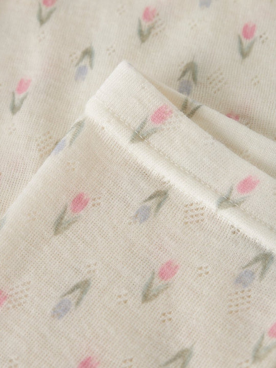 name it baby WANG ull leggings i merinoull – Coconut Milk | Blomster | Torgunns Barneklær AS