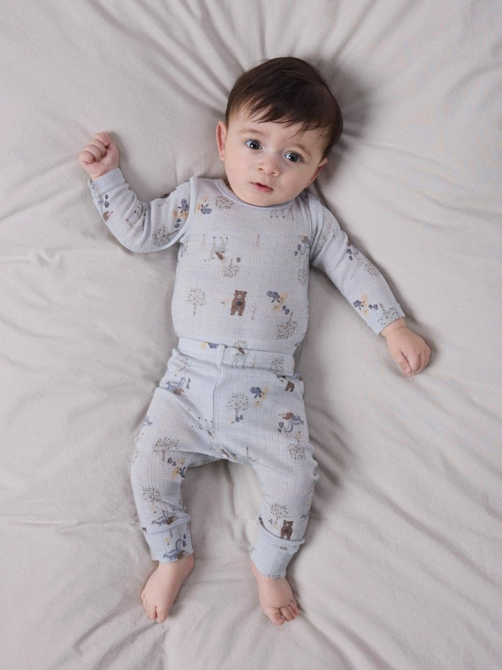 name it baby WANG WOOL Needle Legging noos - Arctic Ice | Forest Animal | Torgunns Barneklær AS