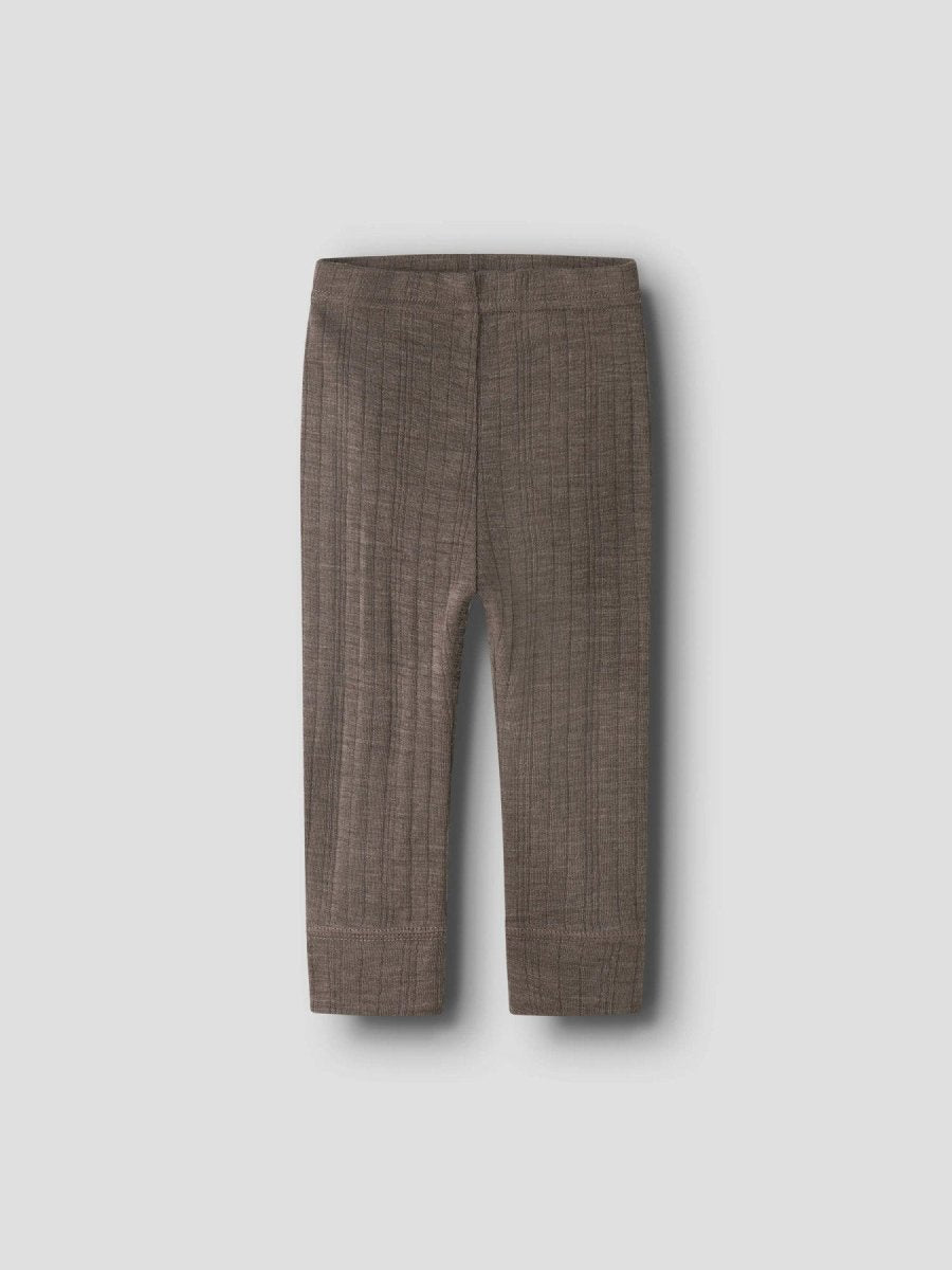 name it baby WANG WOOL Needle Legging Solid noos - Morel | Torgunns Barneklær AS