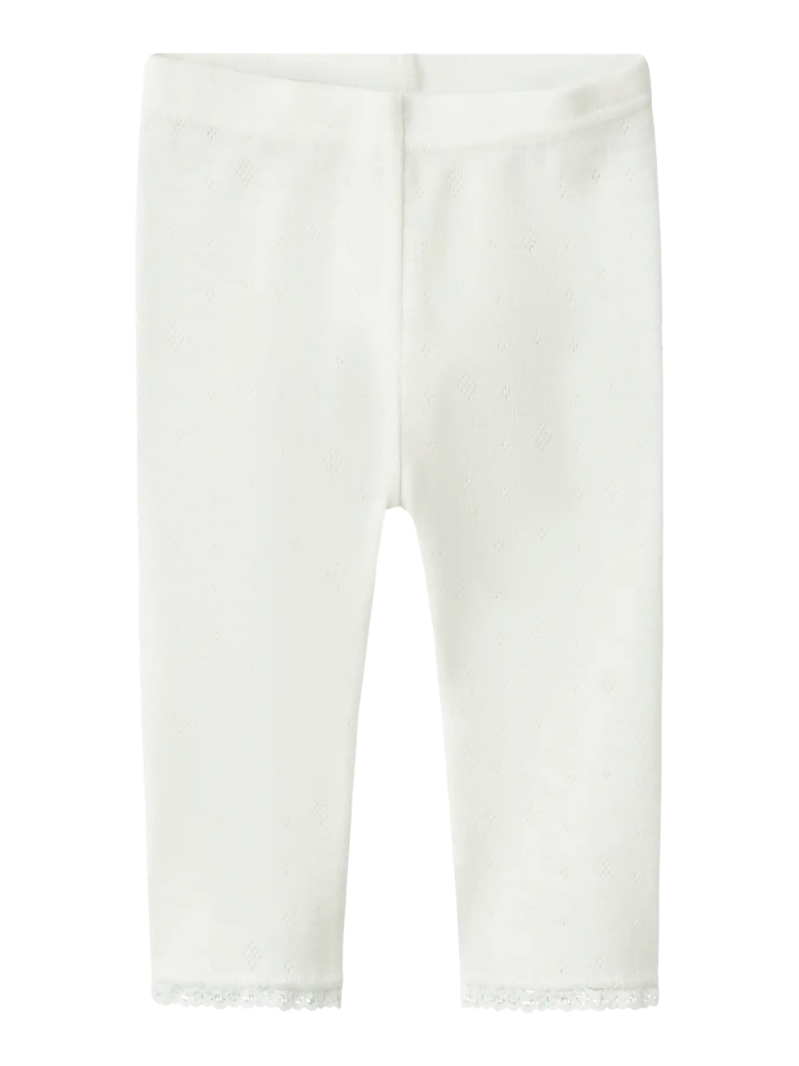 name it baby WANG WOOL NEEDLE LEGGING SOLID NOOS - Snow White | Torgunns Barneklær AS