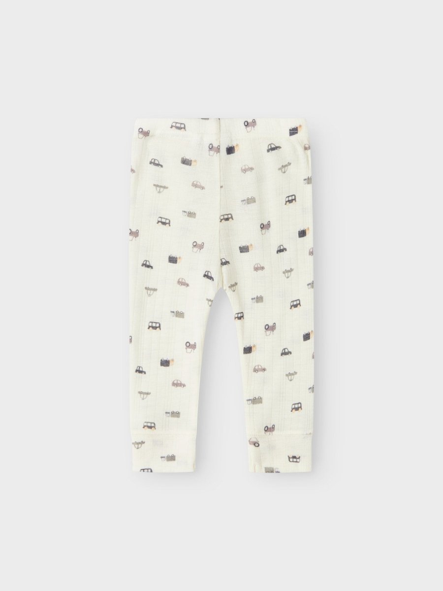 name it baby WANG WOOL NEEDLE LONGJOHN NOOS - Snow White | Small cars | Torgunns Barneklær AS