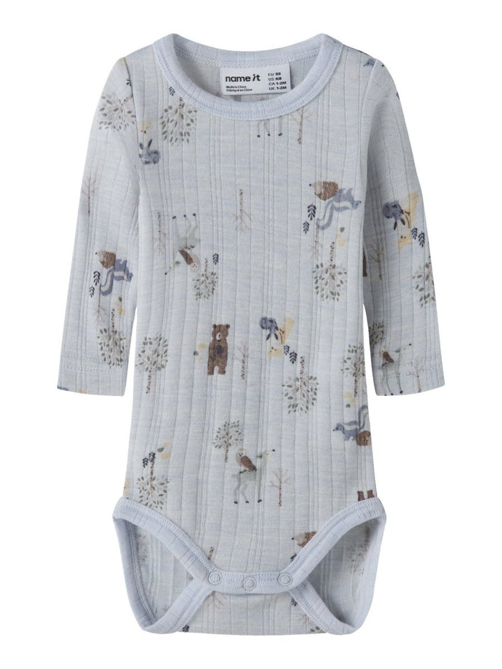 name it baby WANG WOOL Needle ls Body noos - Arctic Ice | Forest Animals | Torgunns Barneklær AS