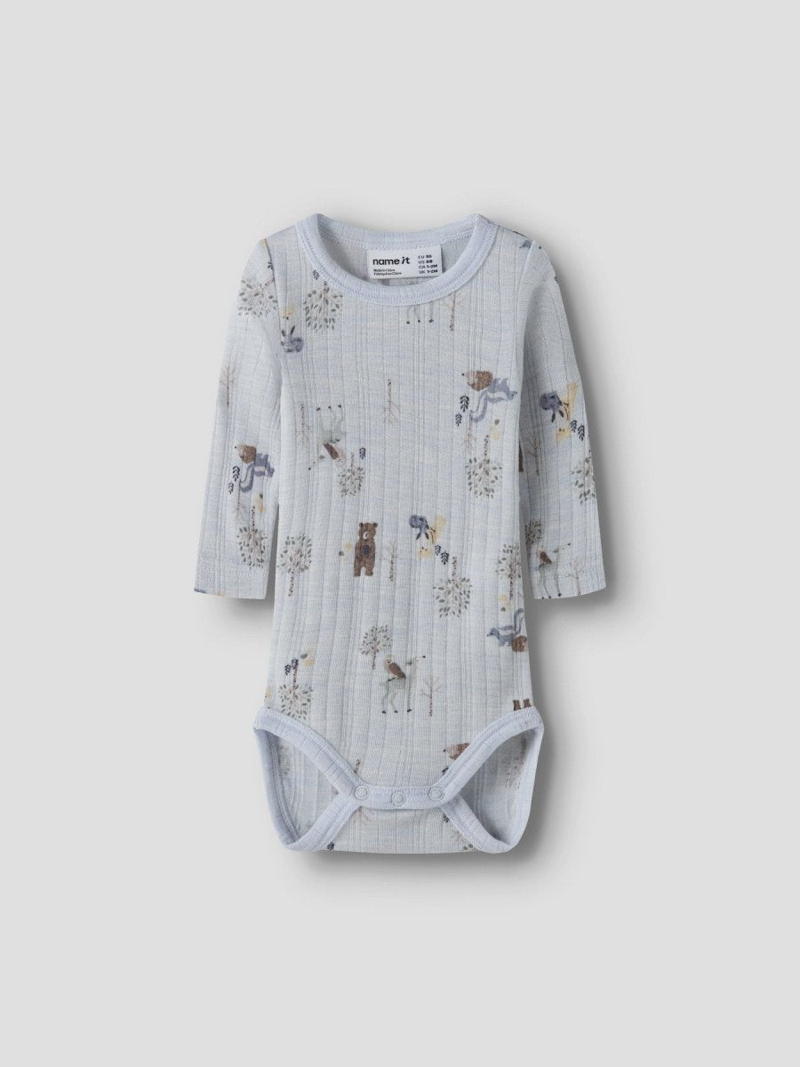 name it baby WANG WOOL Needle ls Body noos - Arctic Ice | Forest Animals | Torgunns Barneklær AS