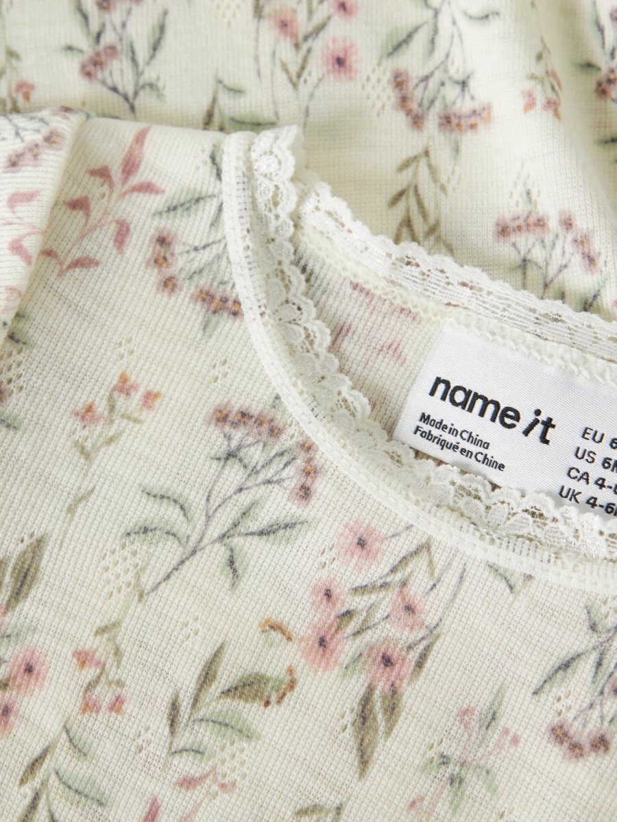 name it baby WANG WOOL Needle ls Body noos - Snow White | Flowers & Leaves | Torgunns Barneklær AS