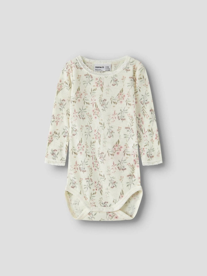 name it baby WANG WOOL Needle ls Body noos - Snow White | Flowers &amp; Leaves | Torgunns Barneklær AS