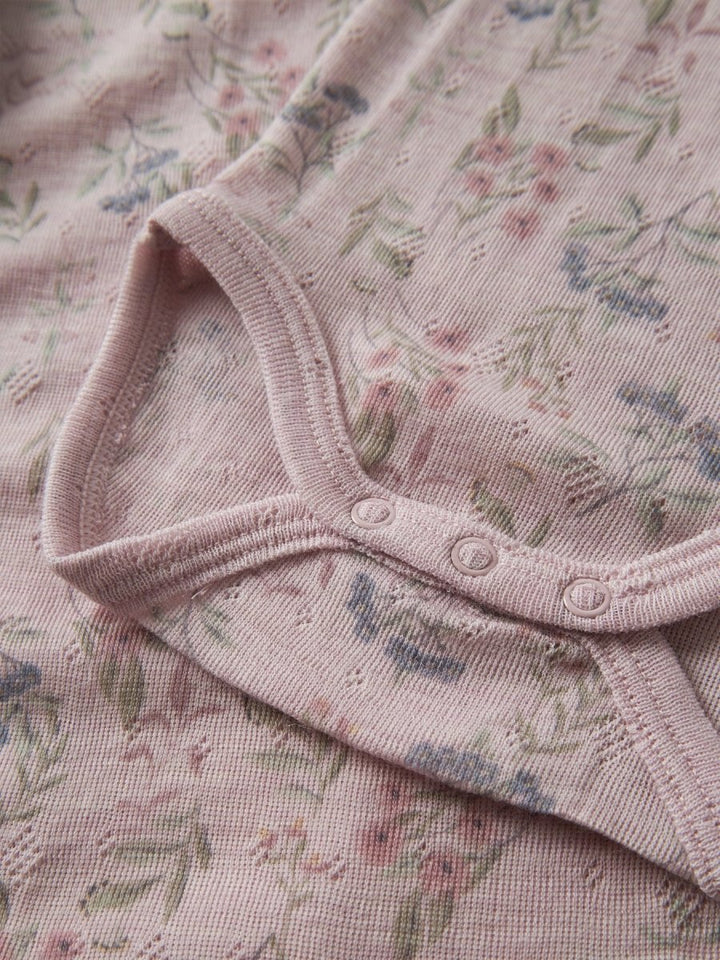 name it baby WANG WOOL Needle ls Body noos - Violet Ice | Flowers &amp; Leafs | Torgunns Barneklær AS