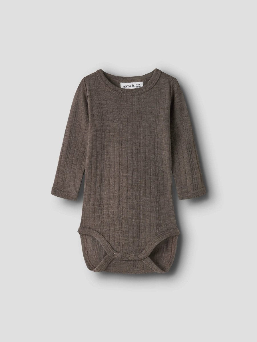 name it baby WANG WOOL Needle ls Body Solid noos - Morel | Torgunns Barneklær AS