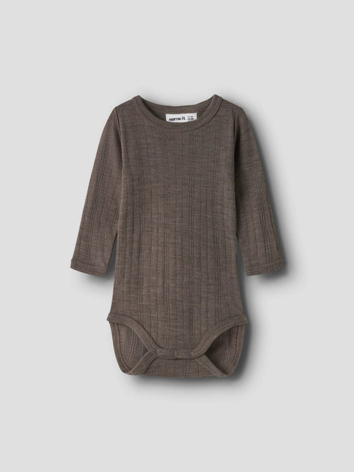 name it baby WANG WOOL Needle ls Body Solid noos - Morel | Torgunns Barneklær AS