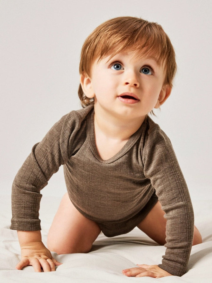 name it baby WANG WOOL Needle ls Body Solid noos - Morel | Torgunns Barneklær AS