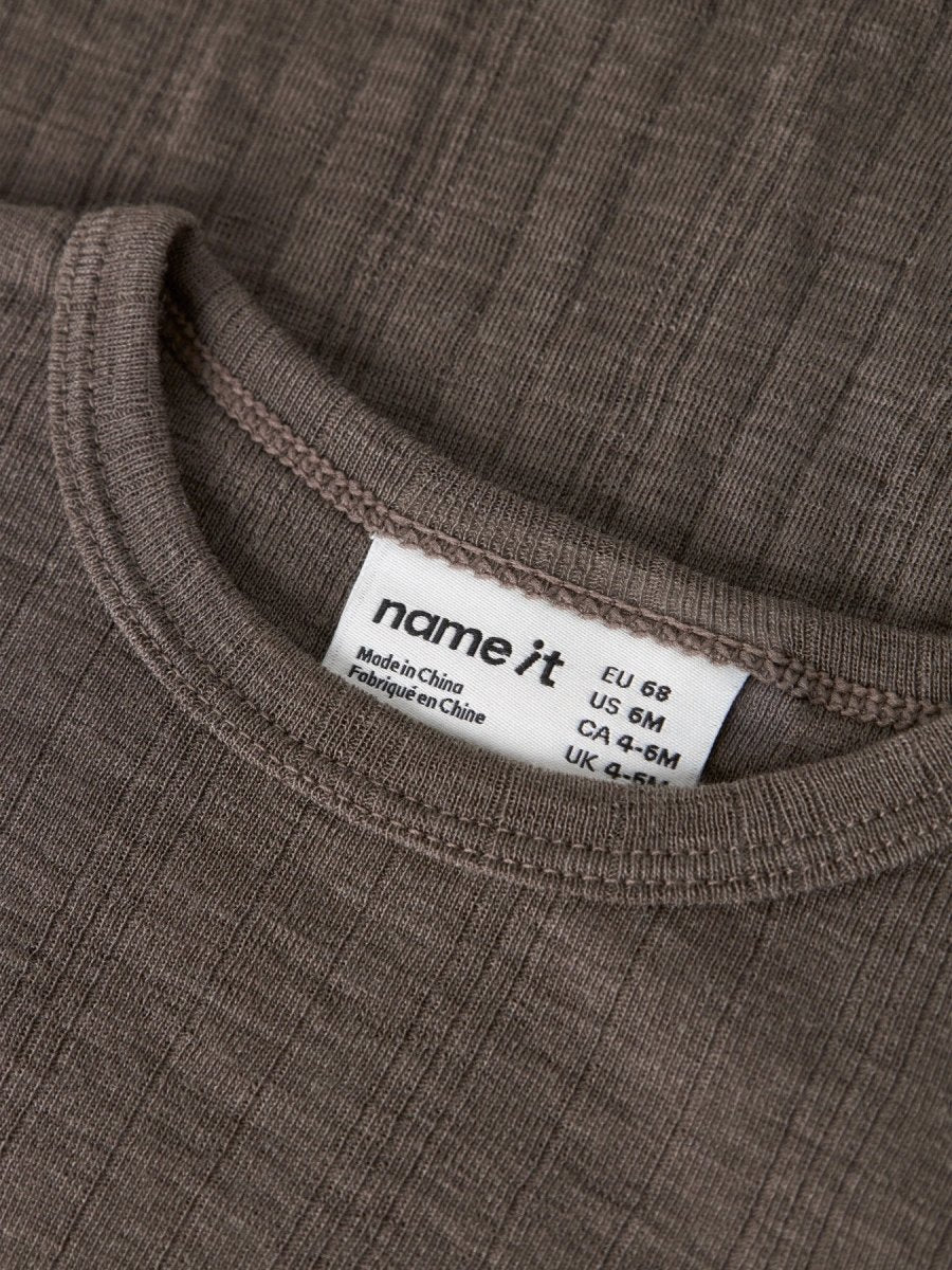 name it baby WANG WOOL Needle ls Body Solid noos - Morel | Torgunns Barneklær AS