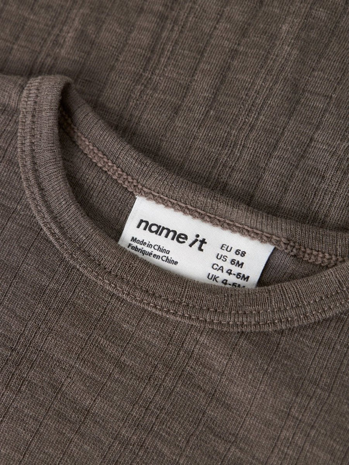 name it baby WANG WOOL Needle ls Body Solid noos - Morel | Torgunns Barneklær AS