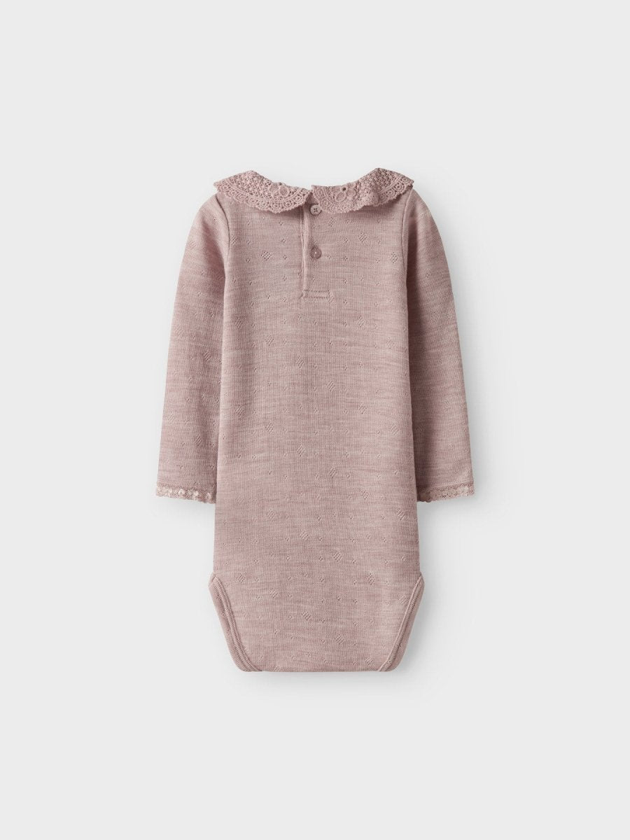 name it baby WANG WOOL NEEDLE LS BODY W/COLLAR - Shadow Gray | Torgunns Barneklær AS