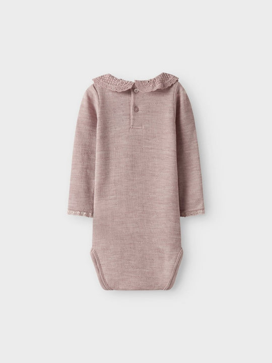 name it baby WANG WOOL NEEDLE LS BODY W/COLLAR - Shadow Gray | Torgunns Barneklær AS