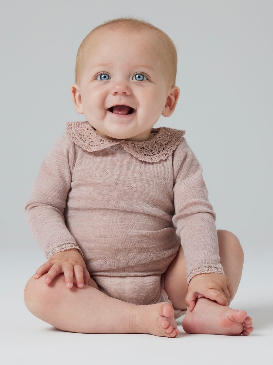 name it baby WANG WOOL NEEDLE LS BODY W/COLLAR - Shadow Gray | Torgunns Barneklær AS