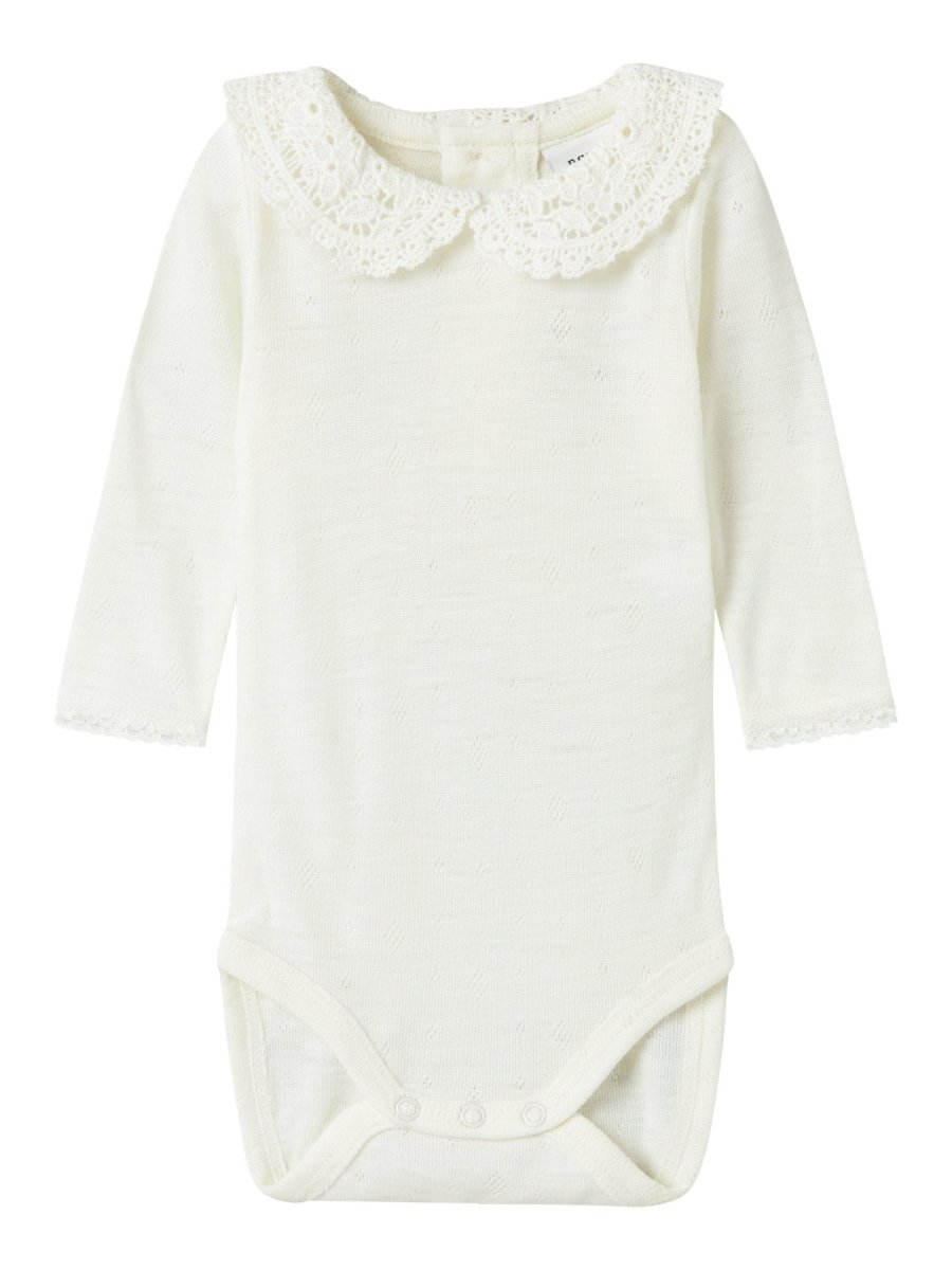 name it baby WANG WOOL NEEDLE LS BODY W/COLLAR - Snow White | Torgunns Barneklær AS