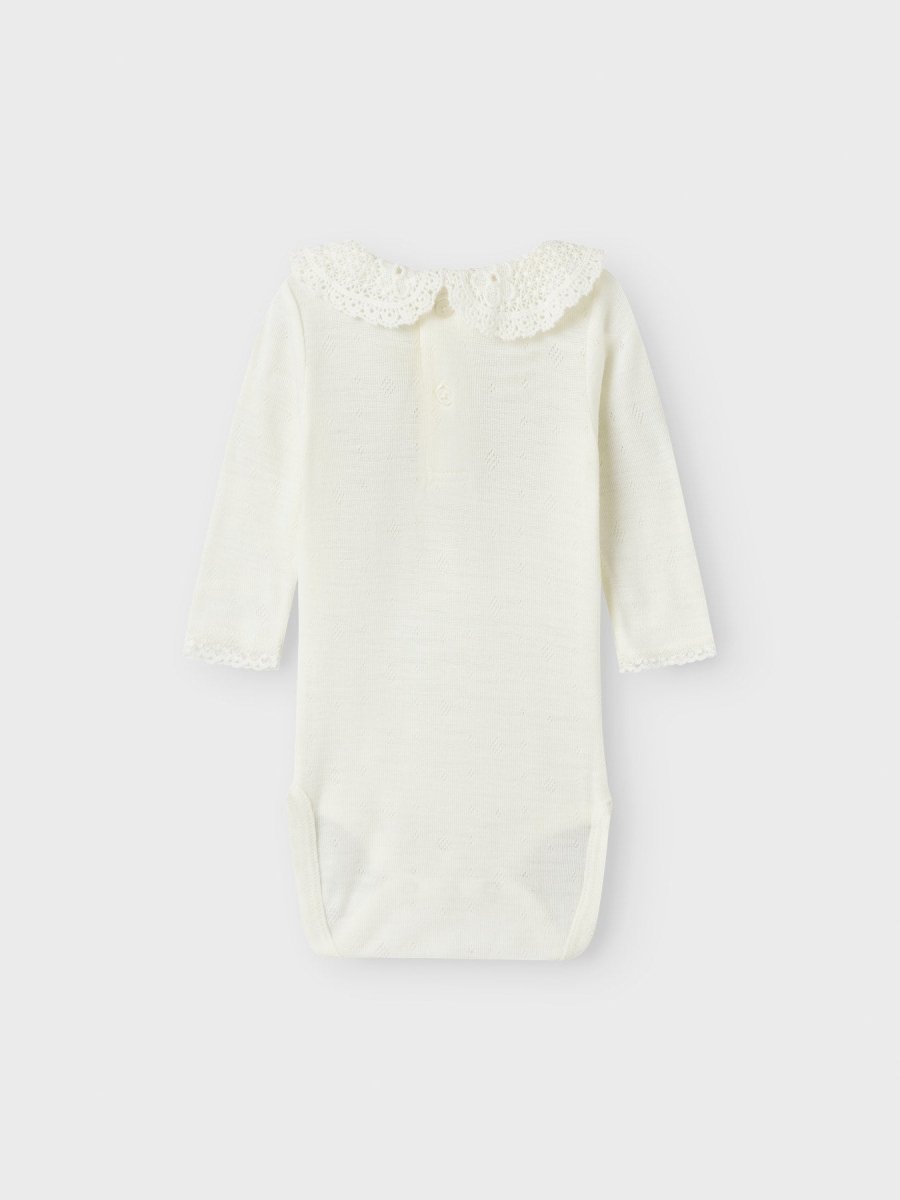 name it baby WANG WOOL NEEDLE LS BODY W/COLLAR - Snow White | Torgunns Barneklær AS