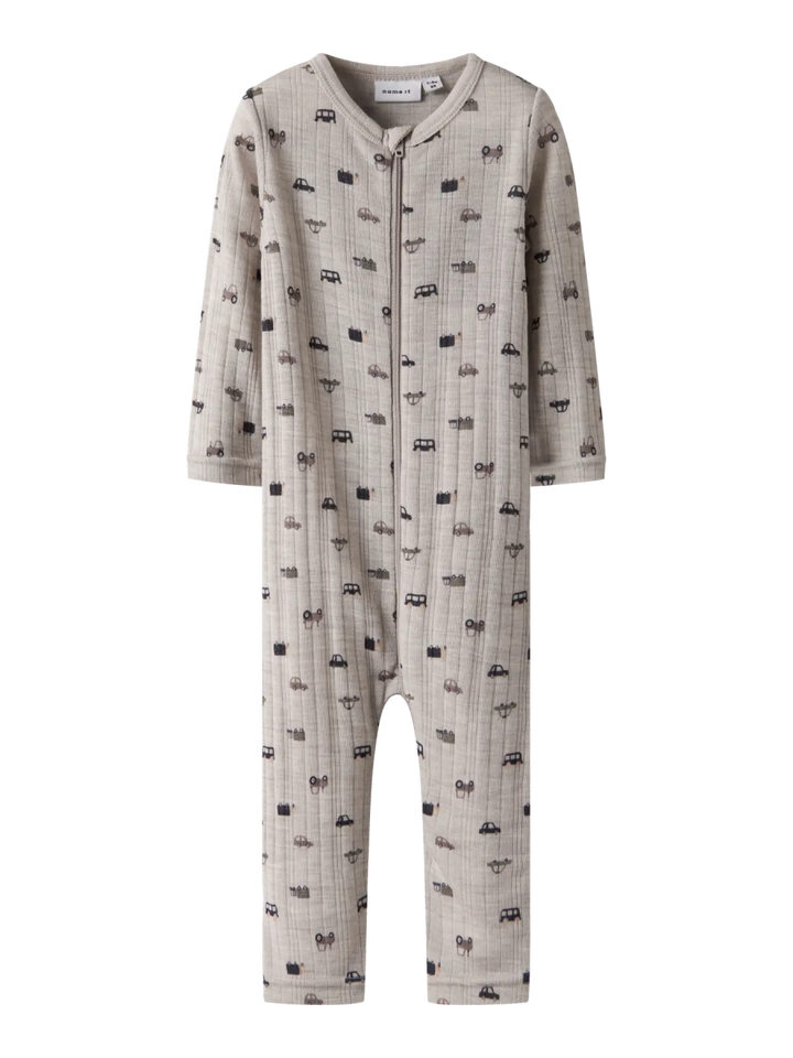 name it baby WANG WOOL NEEDLE NIGHTSUIT NOOS - Nacreous Cloud | Small cars | Torgunns Barneklær AS