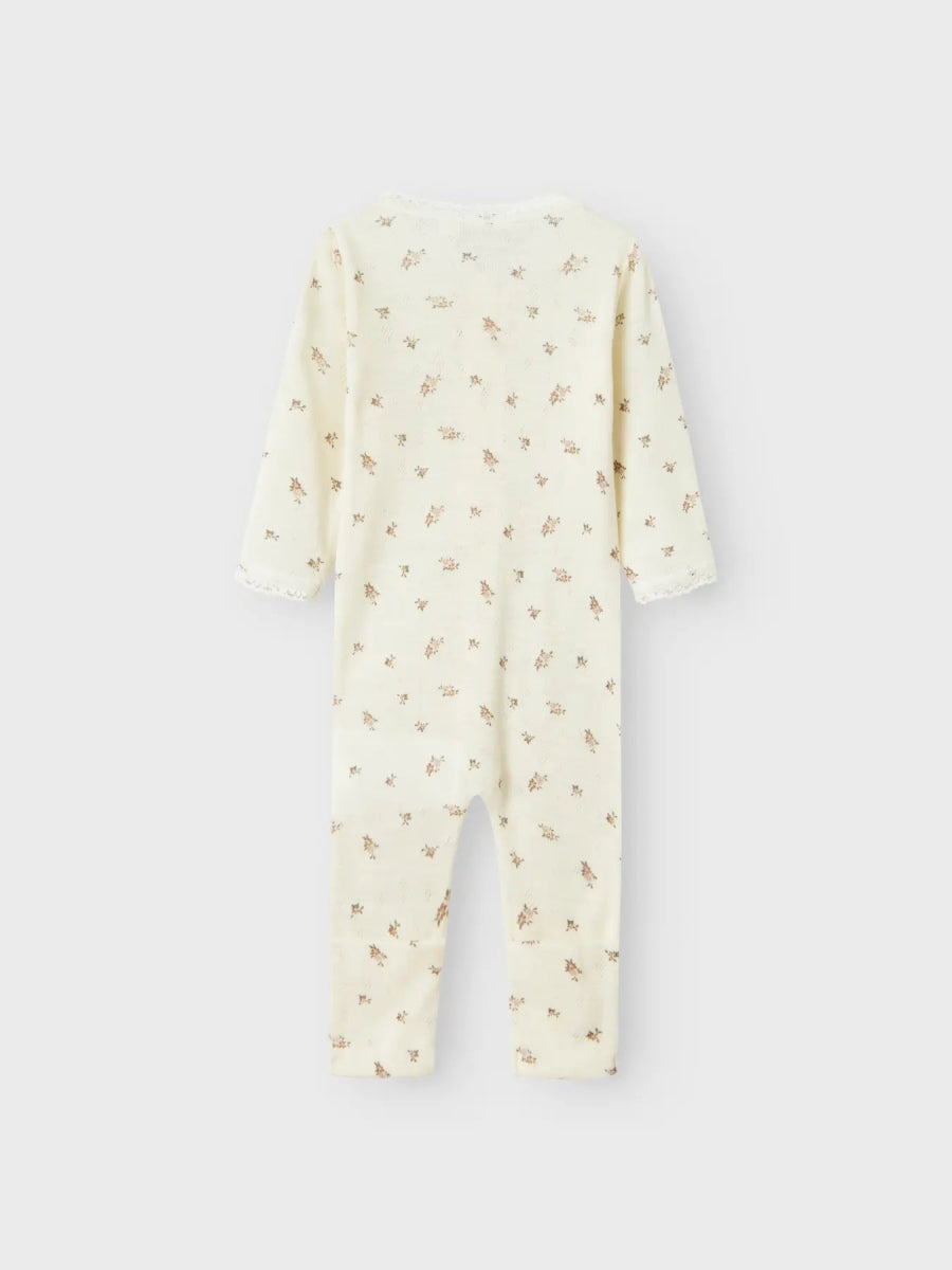 name it baby WANG WOOL NEEDLE NIGHTSUIT NOOS - Snow White | Small flowers | Torgunns Barneklær AS