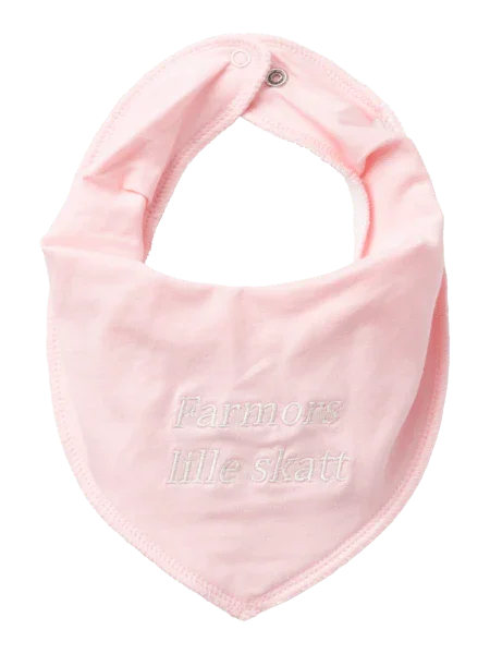 Rosa babyhette med brodert tekst &