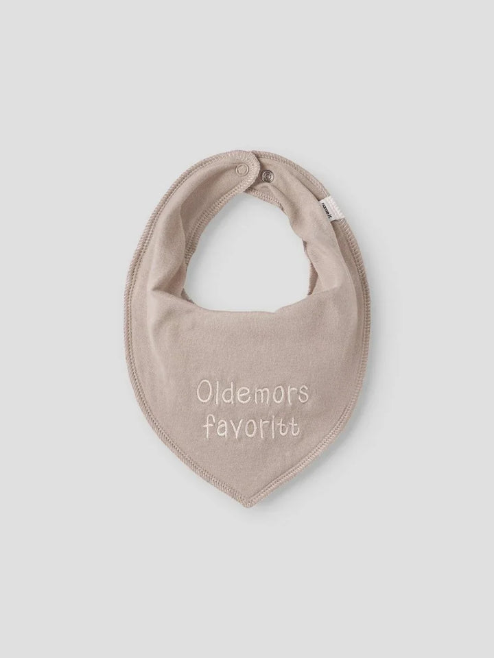 Beige babykjele med brodert tekst &