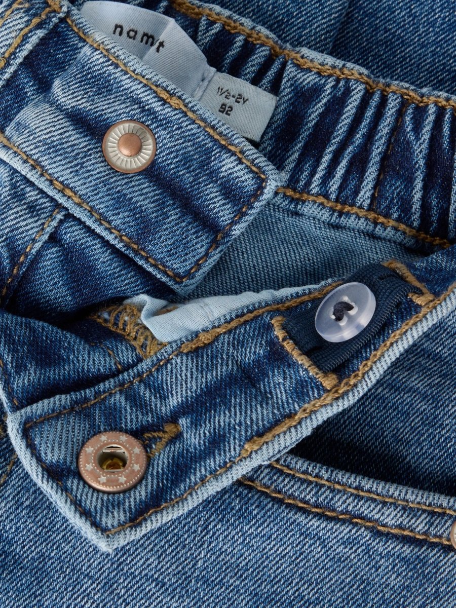 name it mini BELLA Barrel Jeans - Medium Blue Denim | Torgunns Barneklær AS