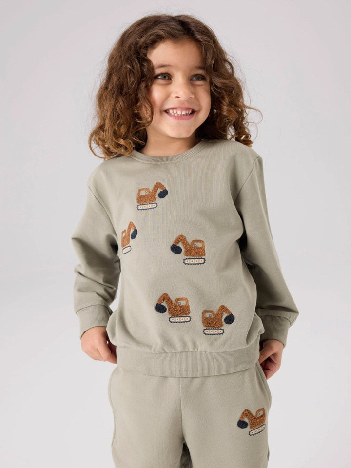 name it mini BERNHARD LS NREG SWEAT - Shadow | Torgunns Barneklær AS