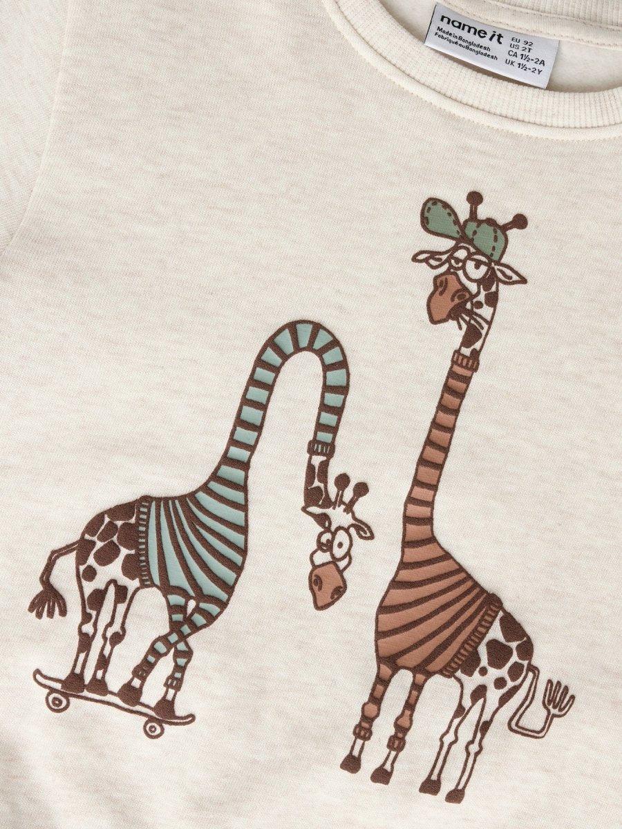 Gullig barne-T-skjorte med giraffer på skateboard, myk bomull for små barn 0-8 år