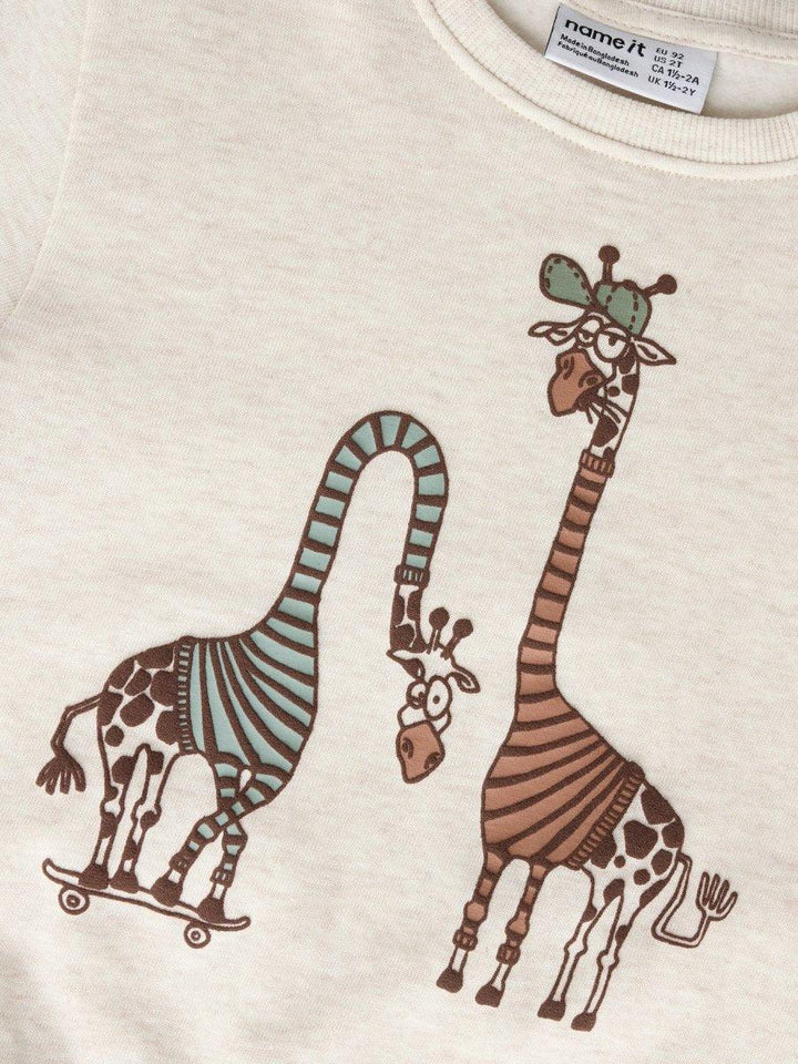 Gullig barne-T-skjorte med giraffer på skateboard, myk bomull for små barn 0-8 år