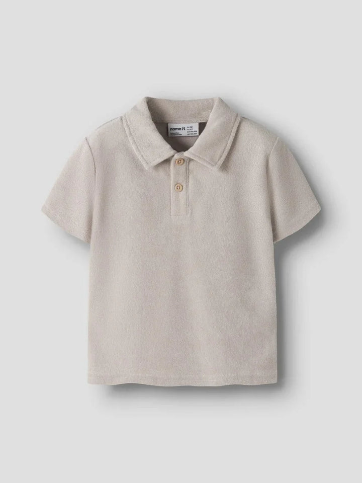 name it mini FINTI SS TERRY POLO - Chateau Gray | Torgunns Barneklær AS
