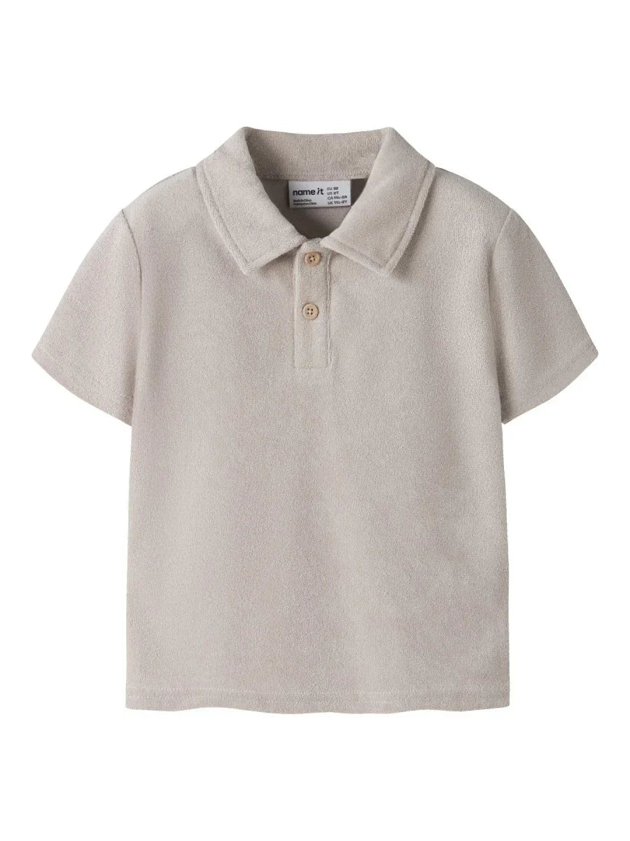 name it mini FINTI SS TERRY POLO - Chateau Gray | Torgunns Barneklær AS