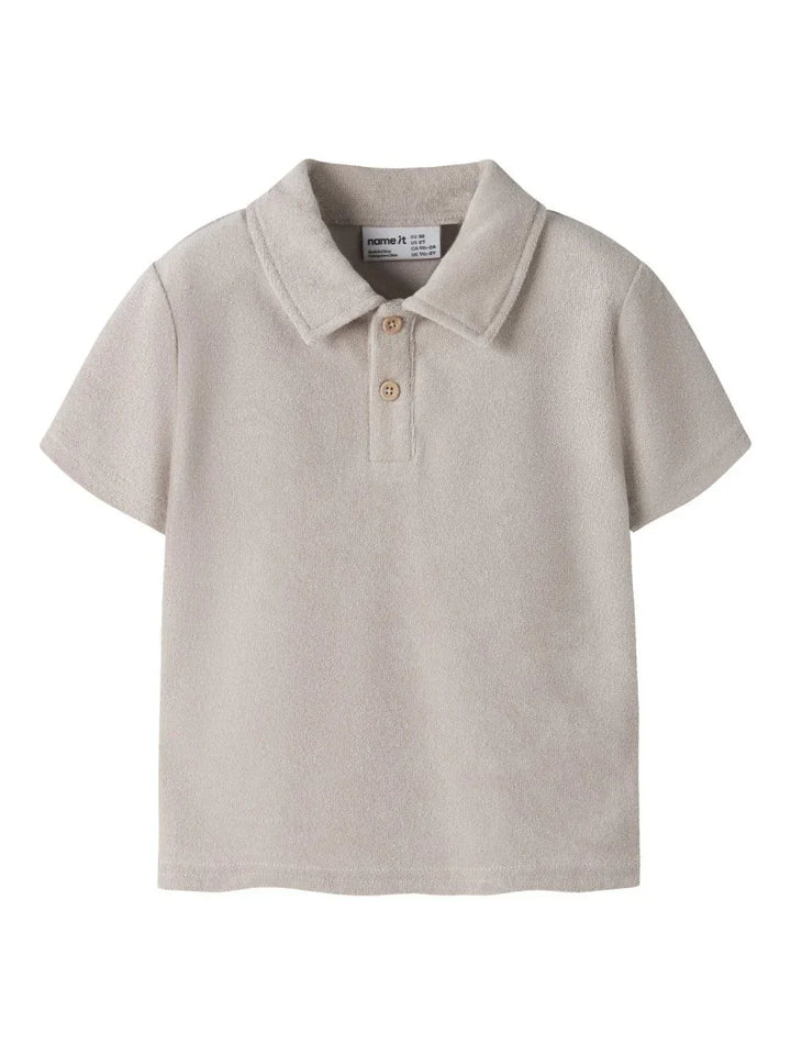 name it mini FINTI SS TERRY POLO - Chateau Gray | Torgunns Barneklær AS