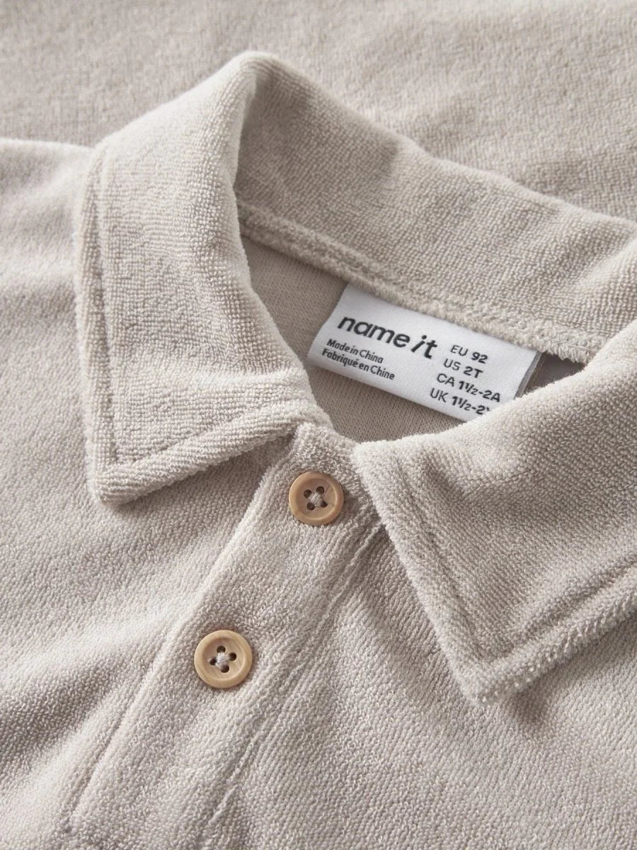 name it mini FINTI SS TERRY POLO - Chateau Gray | Torgunns Barneklær AS
