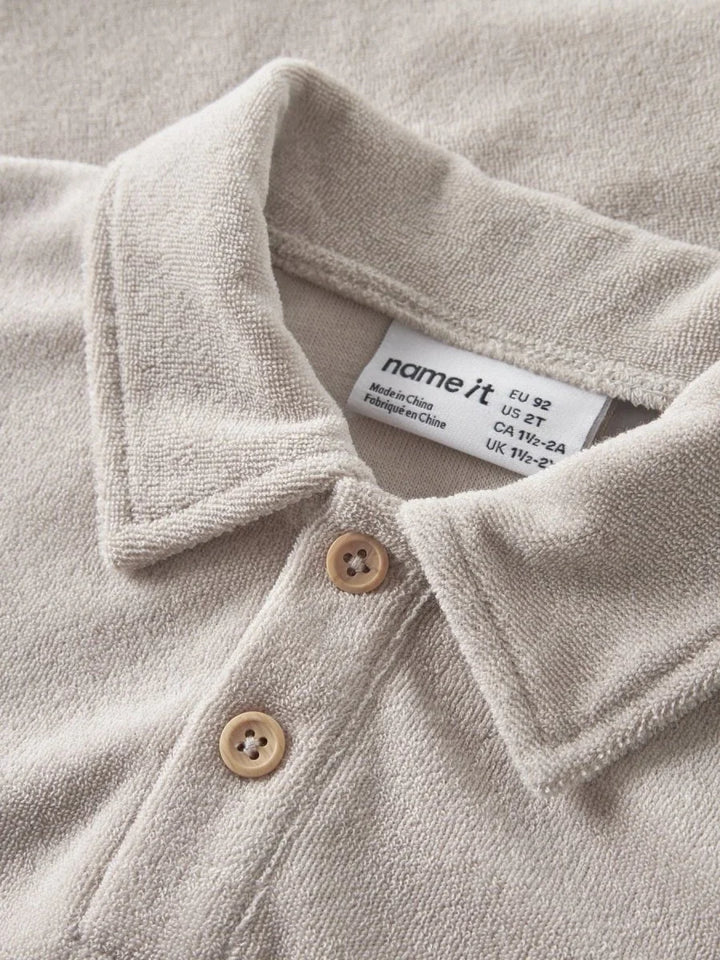 name it mini FINTI SS TERRY POLO - Chateau Gray | Torgunns Barneklær AS