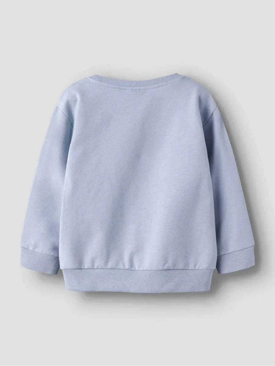 Lysblå barnesweater med ribbet kant, myk og komfortabel barneklær for små barn
